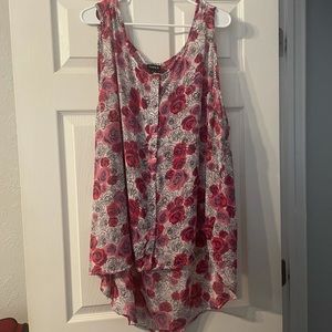 Torrid sheer black, white and pink floral tank